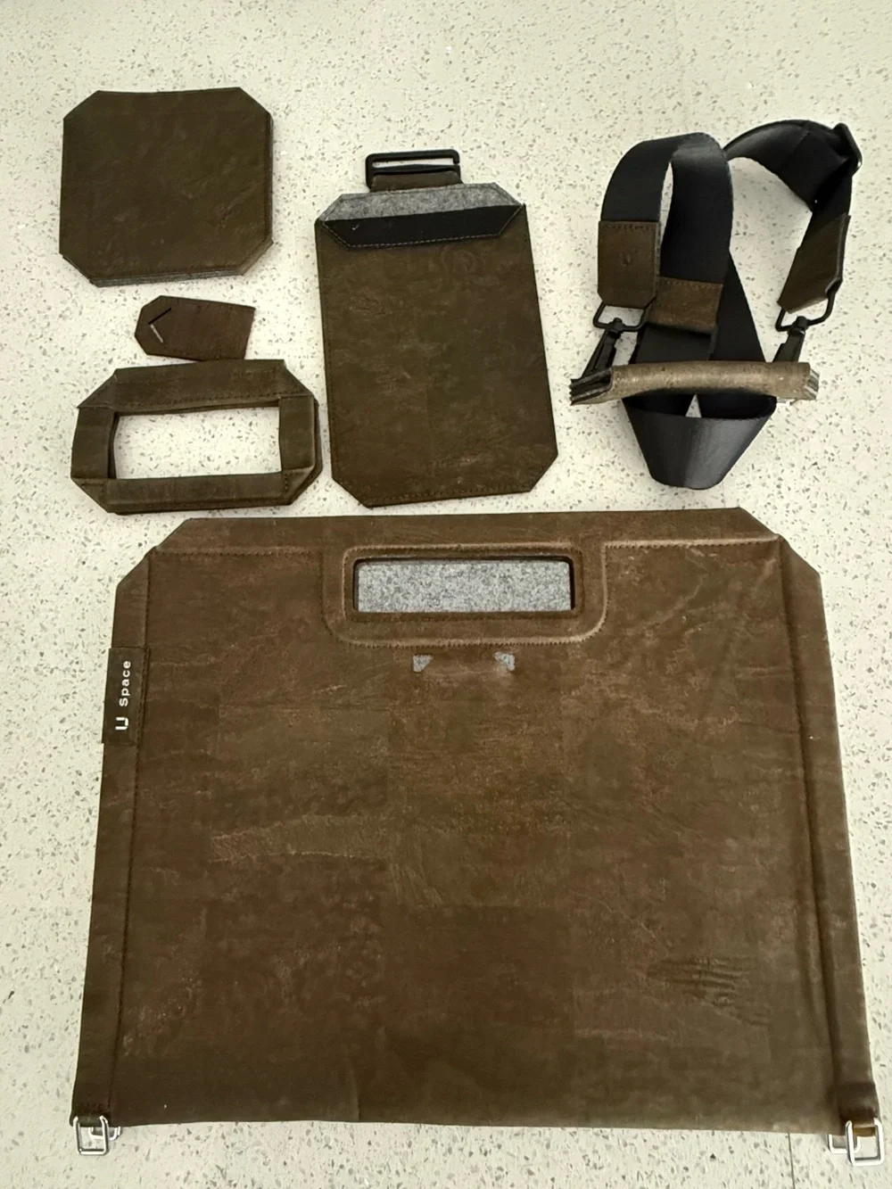 Brown Modular Tablet Carrying Case with Adjustable Strap
